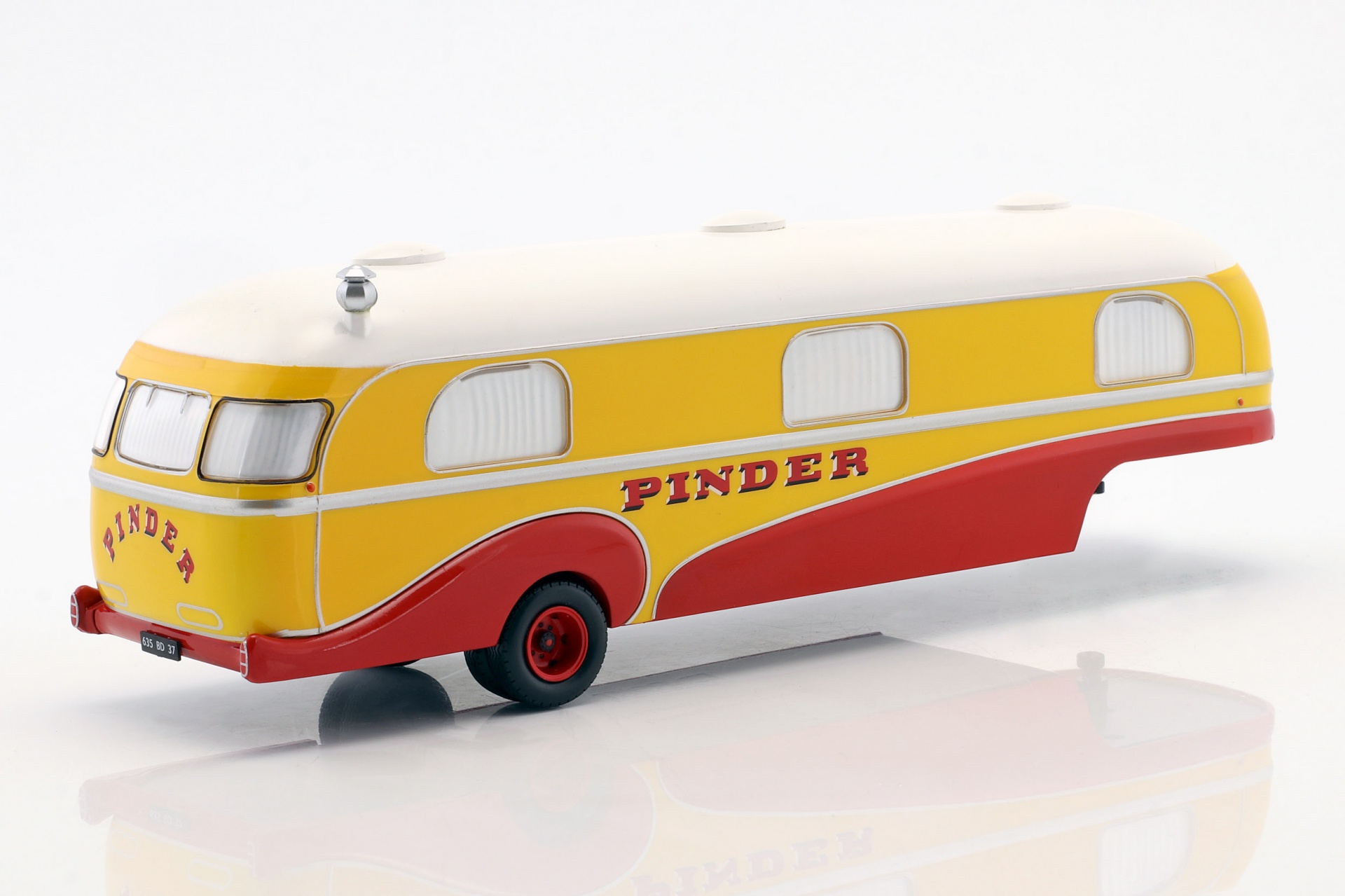 Wohnwagen-Auflieger Pinder Zirkus 1955 gelb / rot / wei&szlig;  