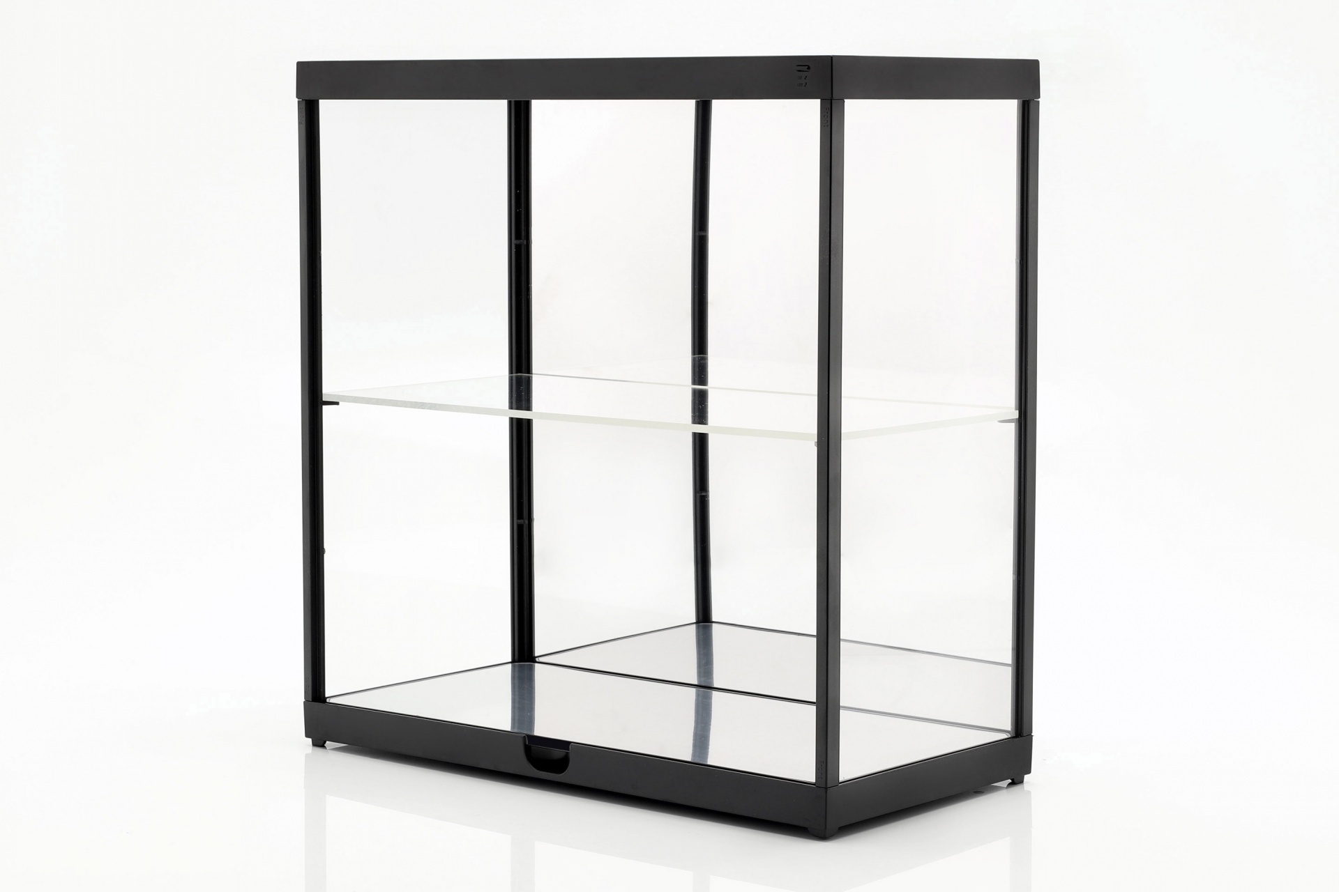 Doppelvitrine mit LED-Beleuchtung f&uuml;r Modellautos im Ma&szlig;stab  schwarz 
