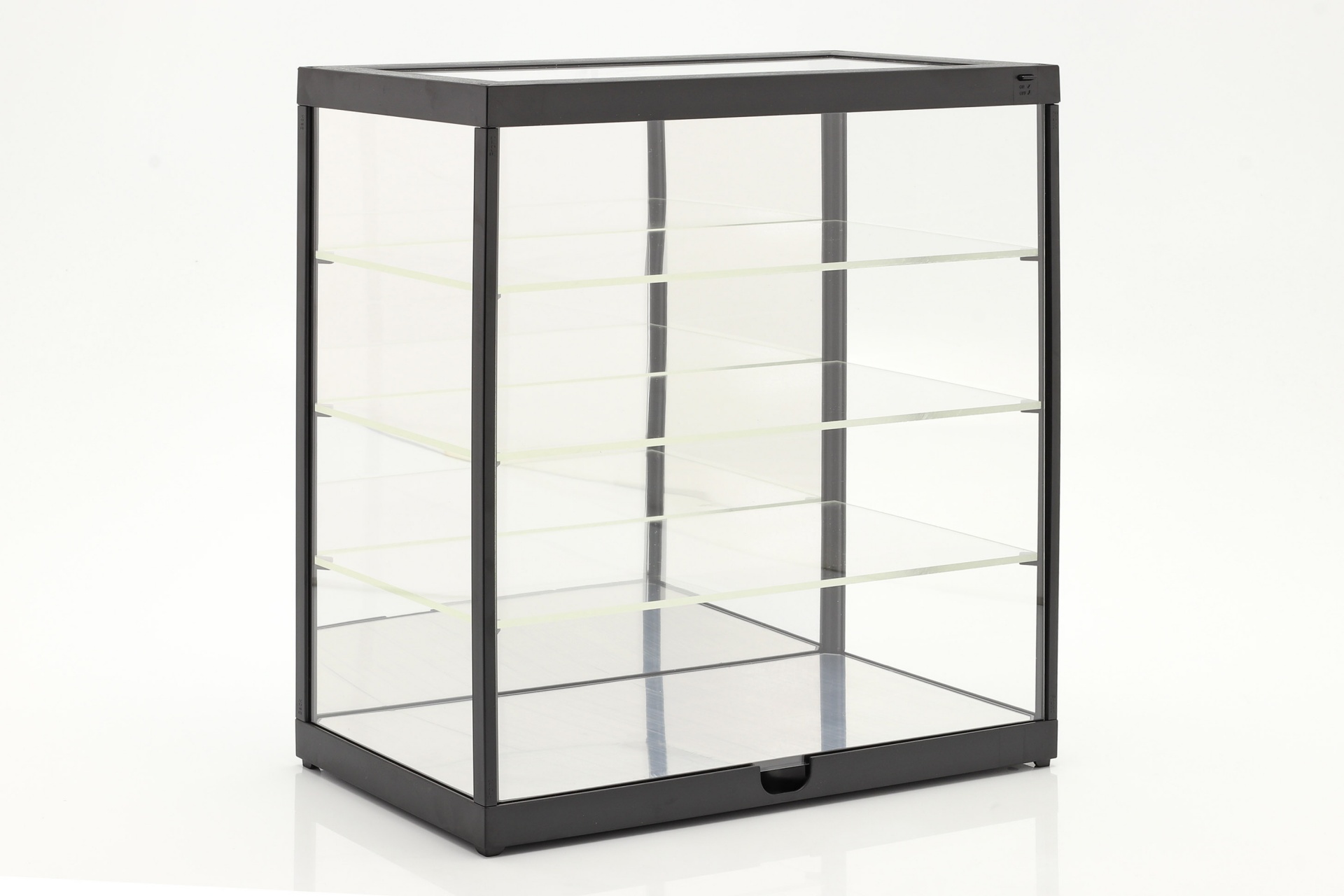 Einzelvitrine mit LED-Beleuchtung und Spiegel f&uuml;r  / 1:24 schwarz 