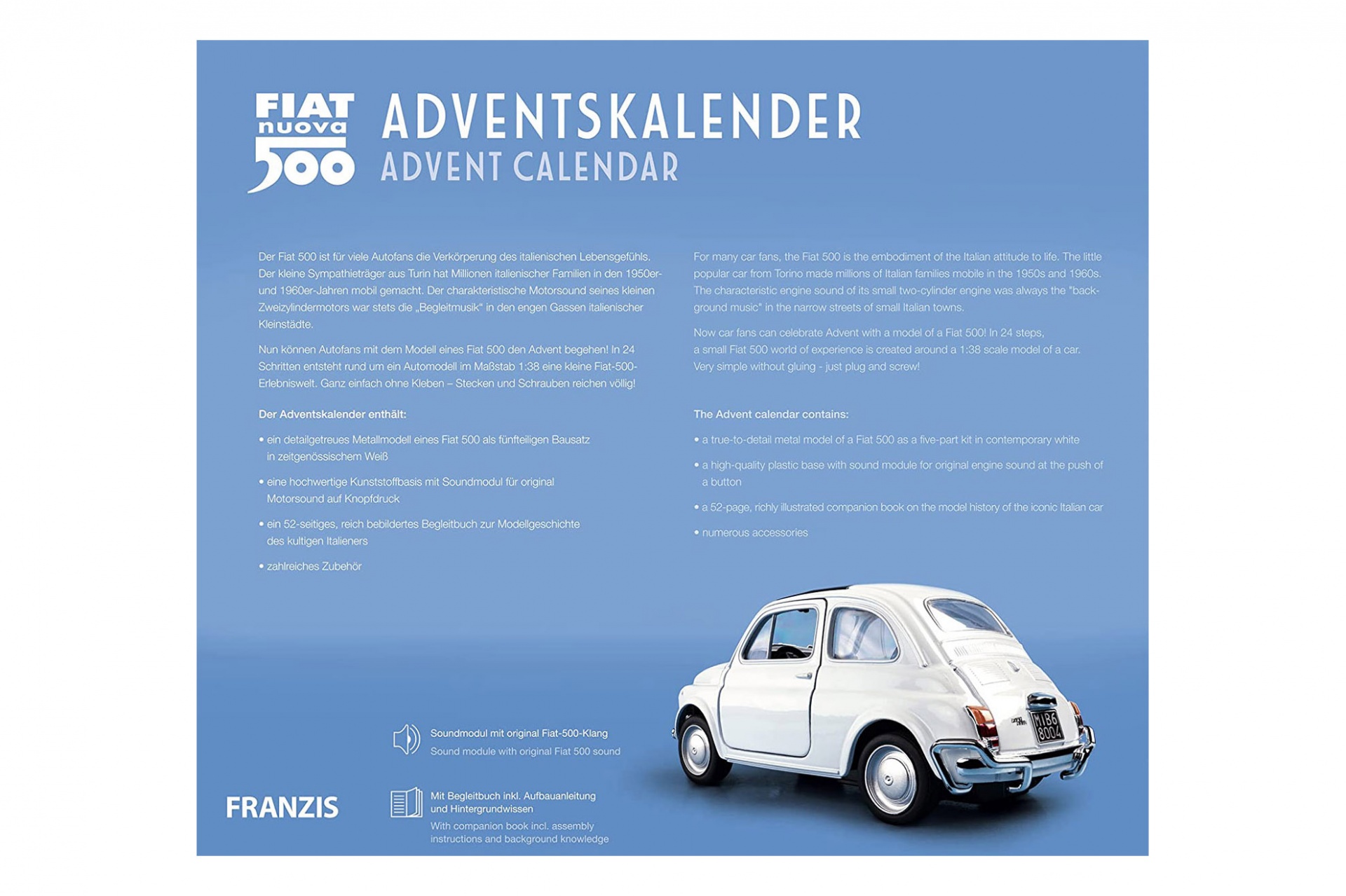 Fiat 500 Adventskalender: Fiat 500 1965 wei&szlig;  
