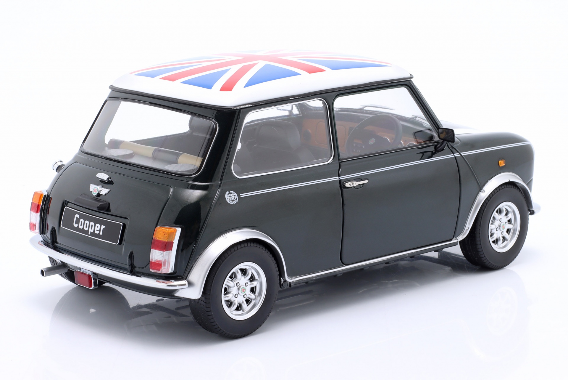 Mini Cooper Union Jack RHD dunkelgr&uuml;n metallic / wei&szlig;  