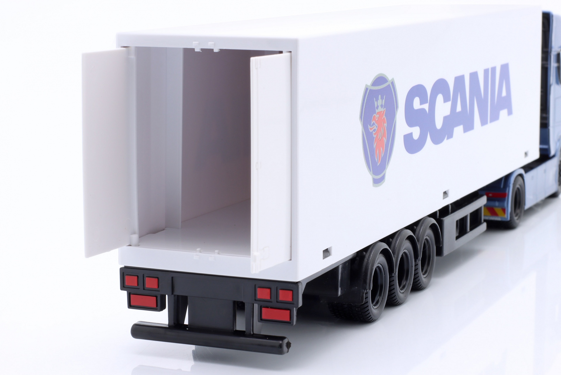 Scania S730 Sattelzug mit Auflieger "Scania" wei&szlig; / blau metallic  