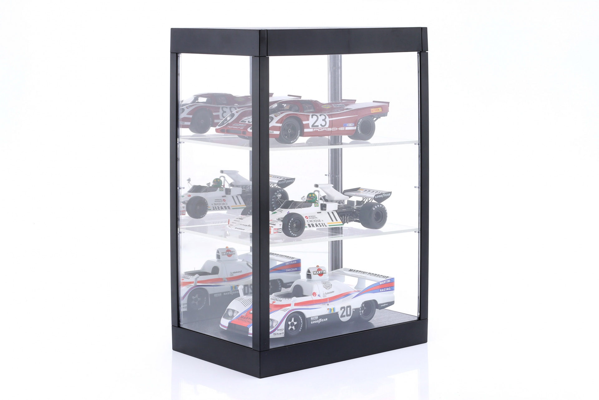 Einzelvitrine mit LED-Beleuchtung und Spiegel f&uuml;r Ma&szlig;stab , 1:24, 1:43 schwarz 
