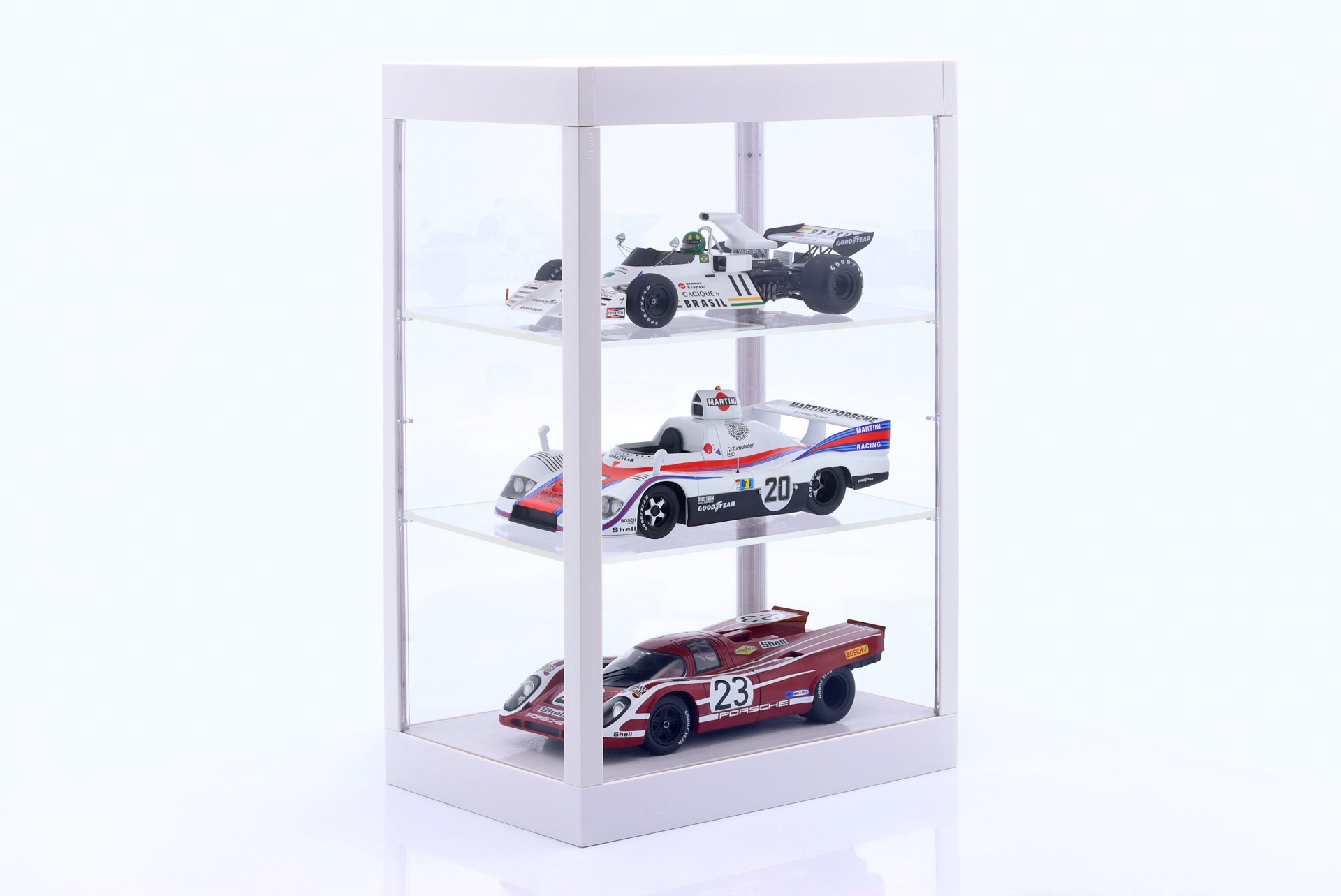 Einzelvitrine mit LED-Beleuchtung f&uuml;r Ma&szlig;stab , 1:24, 1:43 wei&szlig; 