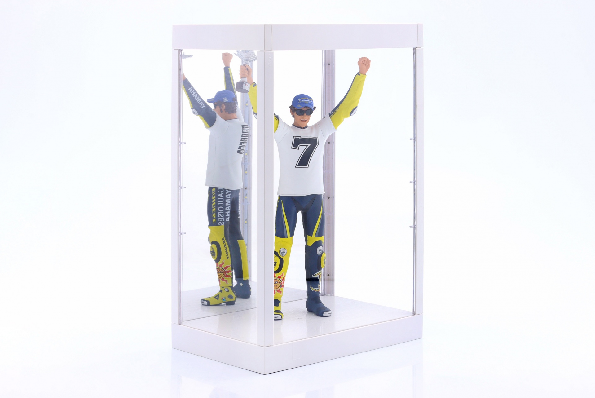 Einzelvitrine mit LED-Beleuchtung und Spiegel f&uuml;r Figuren Ma&szlig;stab  wei&szlig; 