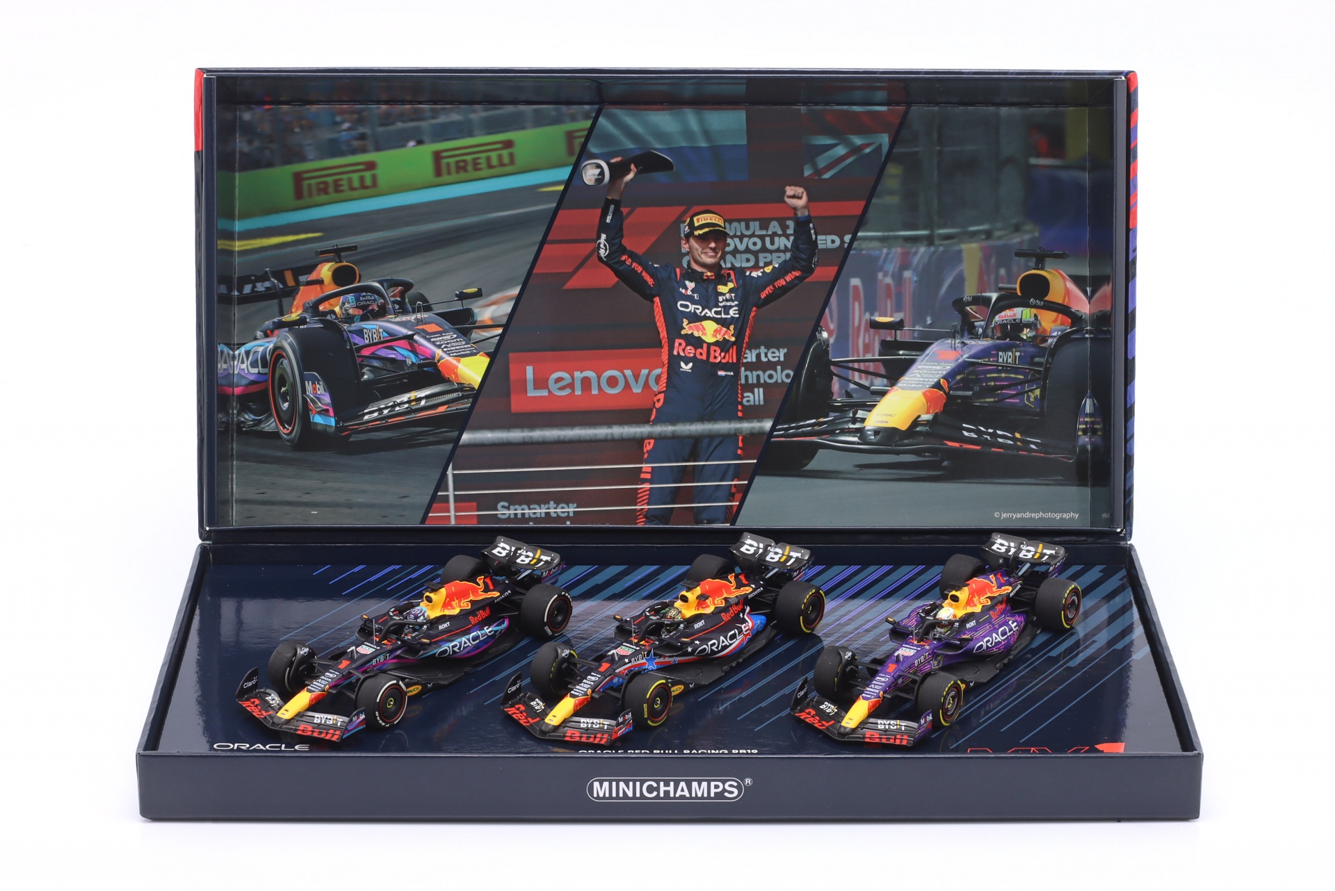3-Car Set Verstappen Sieger Miami / USA / Las Vegas GP Formel 1 Weltmeister 2023  