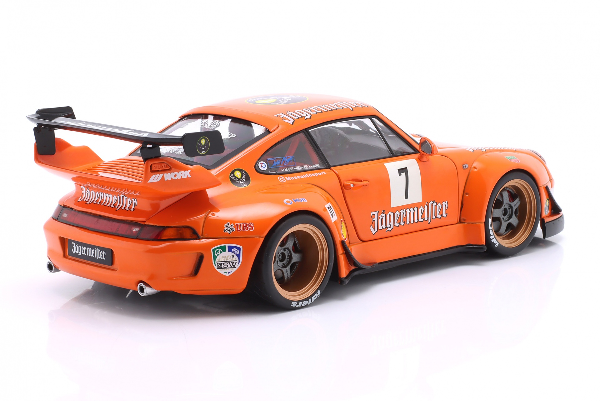 Porsche 911 (993) RWB Rauh-Welt Bodykit J&auml;germeister #7 2020 orange  