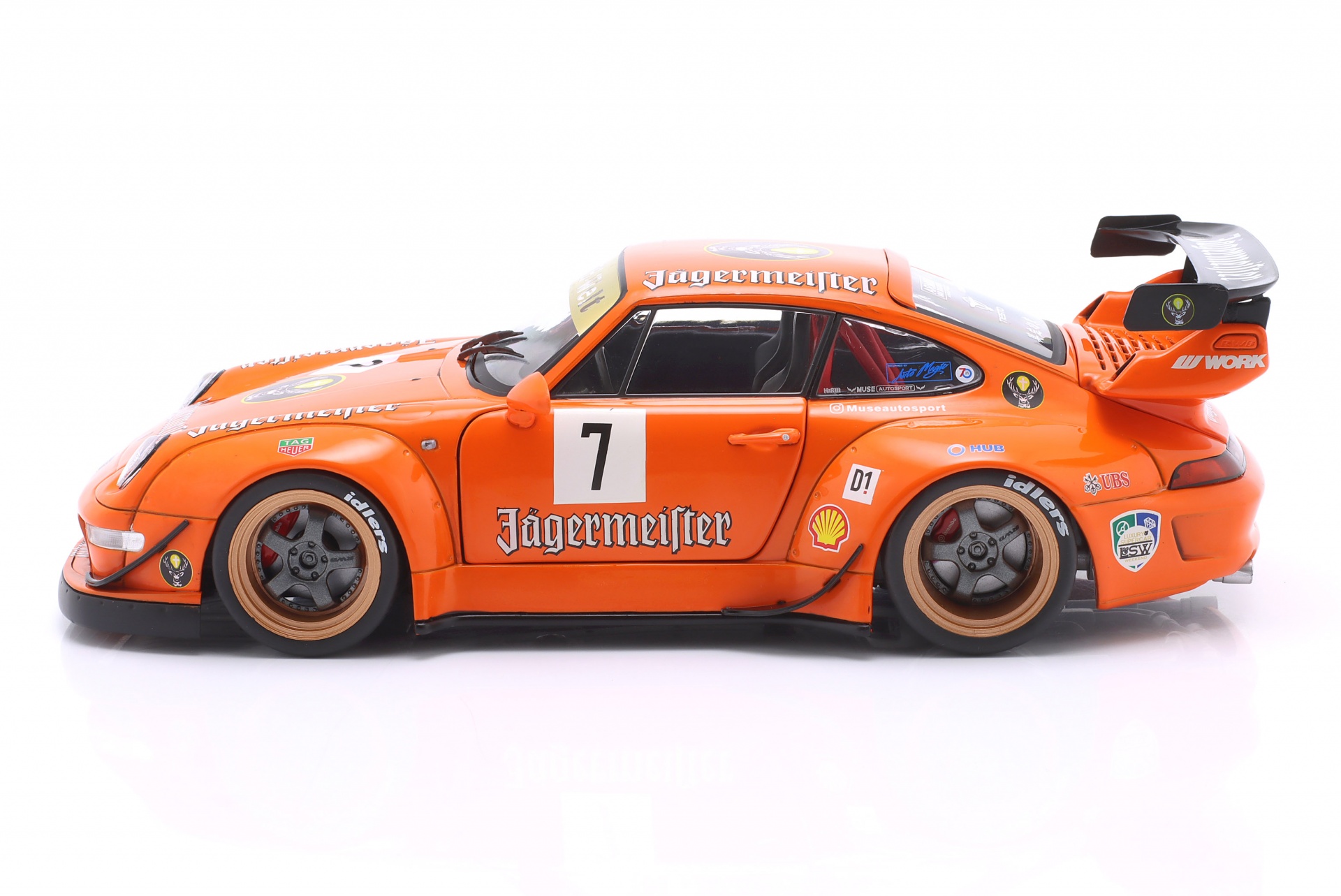 Porsche 911 (993) RWB Rauh-Welt Bodykit J&auml;germeister #7 2020 orange  
