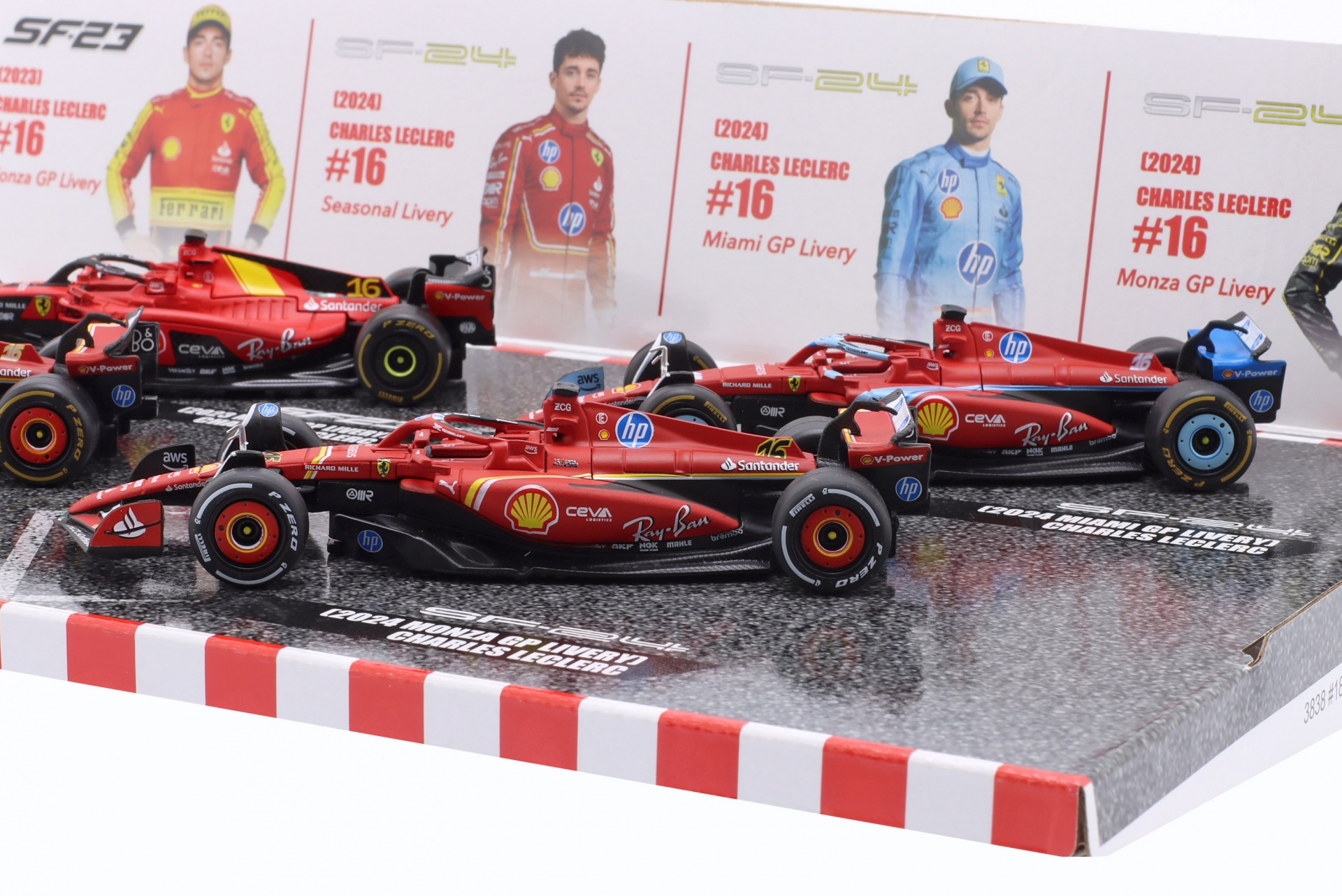 4-Car Set Ferrari Charles Leclerc Formel 1 2023-2024  