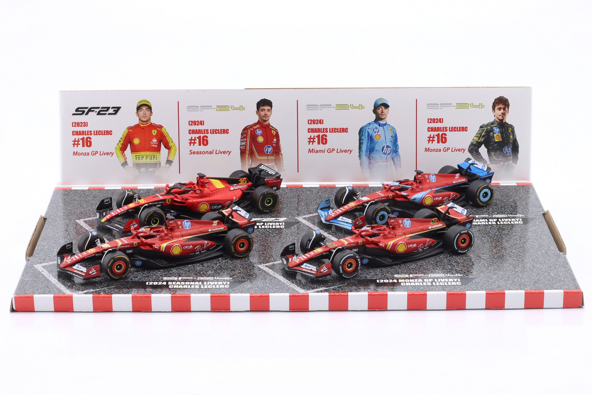 4-Car Set Ferrari Charles Leclerc Formel 1 2023-2024  