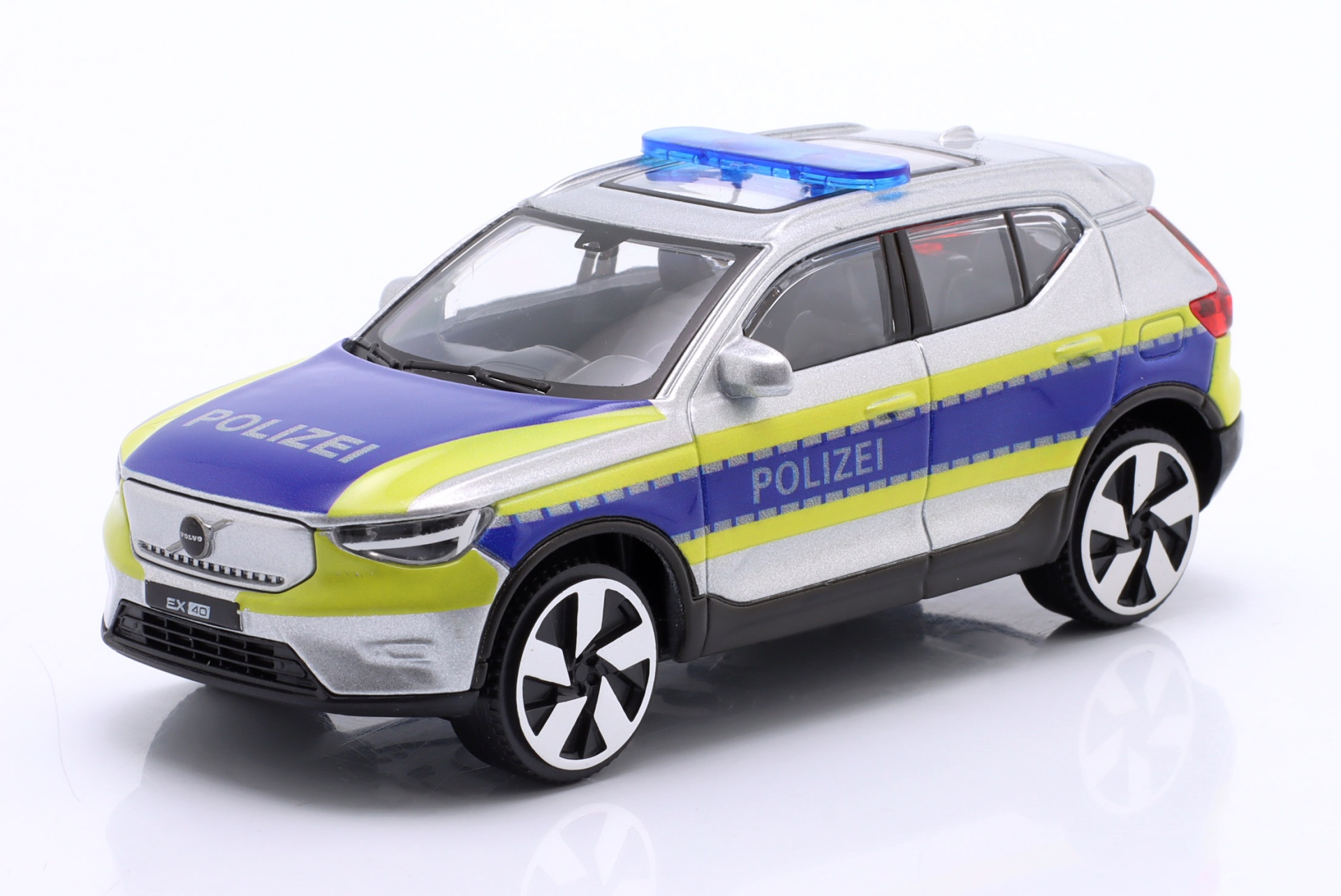 Volvo EX40 Polizei 2022 blau / silber / gelb  