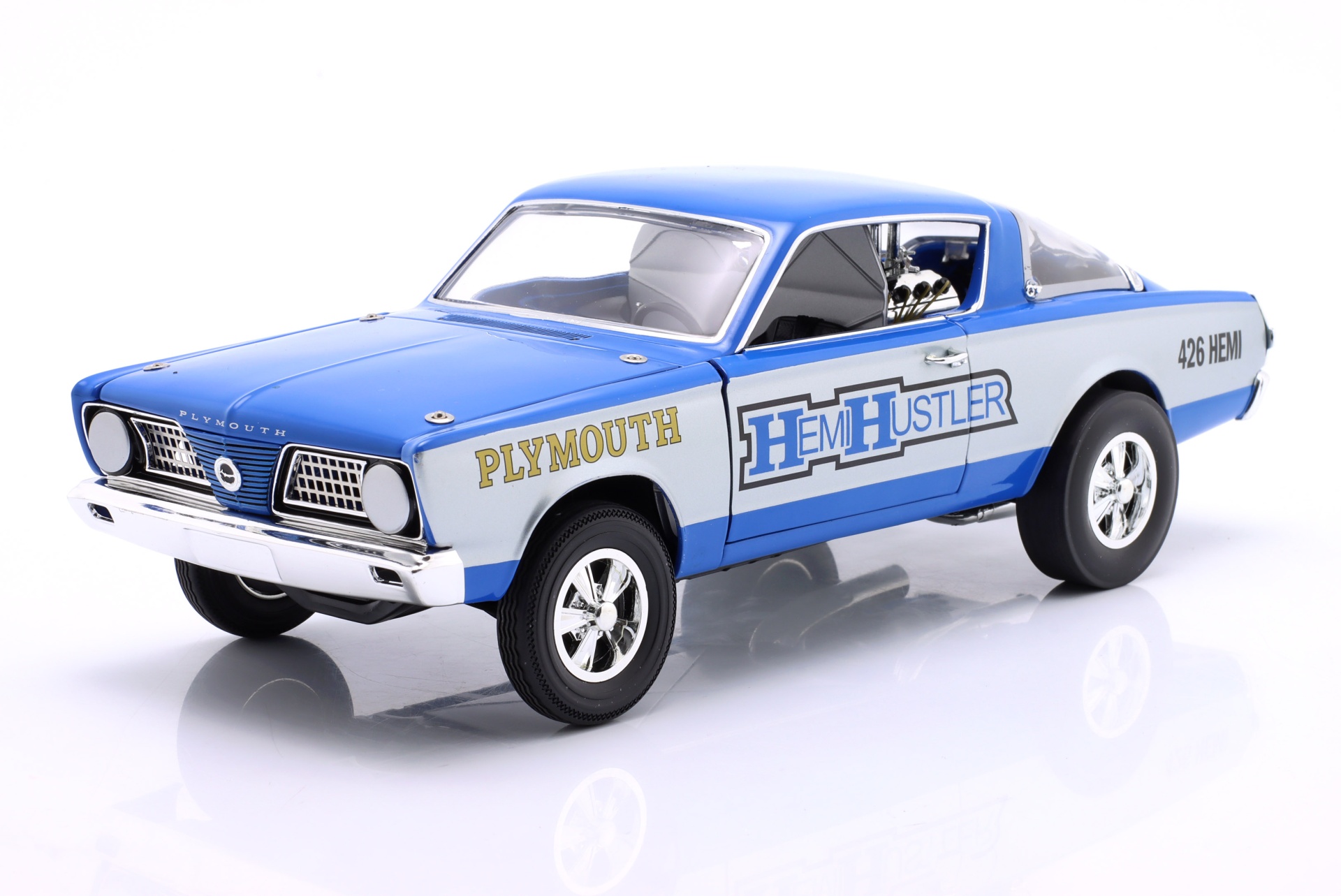 Plymouth Barracuda 426 Hemi Hustler Baujahr 1966 blau / grau  