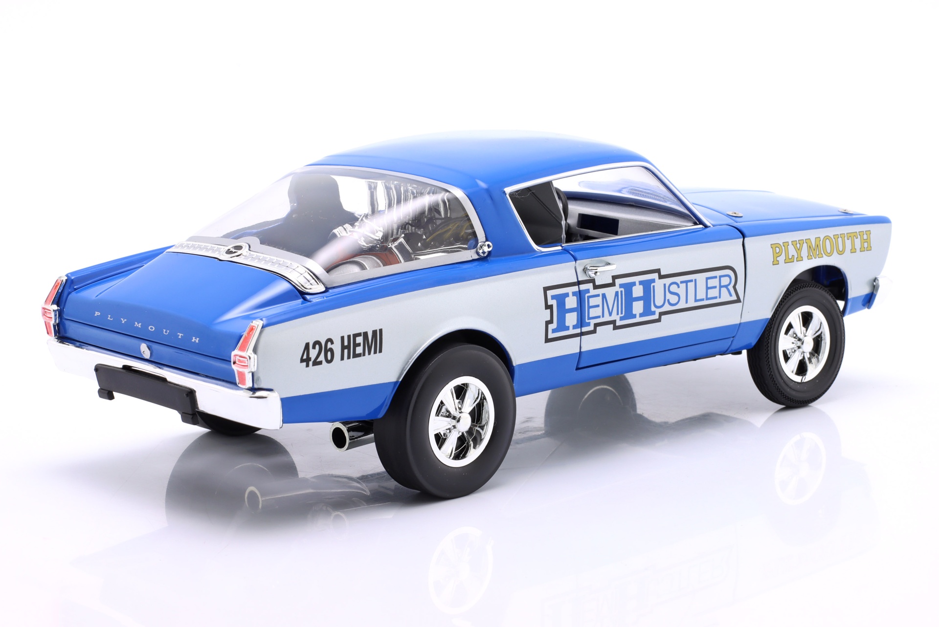 Plymouth Barracuda 426 Hemi Hustler Baujahr 1966 blau / grau  