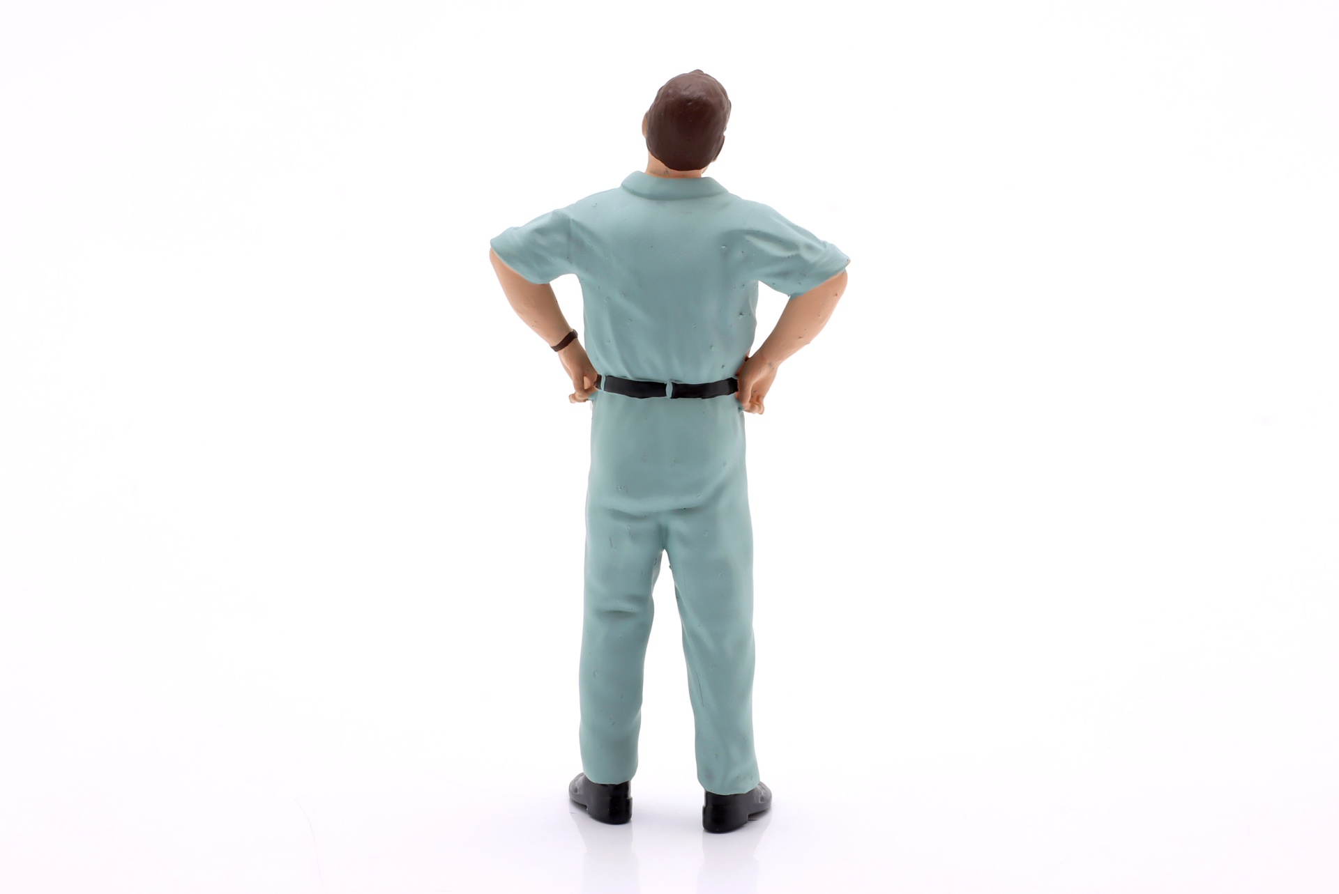 Mechaniker mit blauem Overall skeptisch - Figur  Figurenmanufaktur