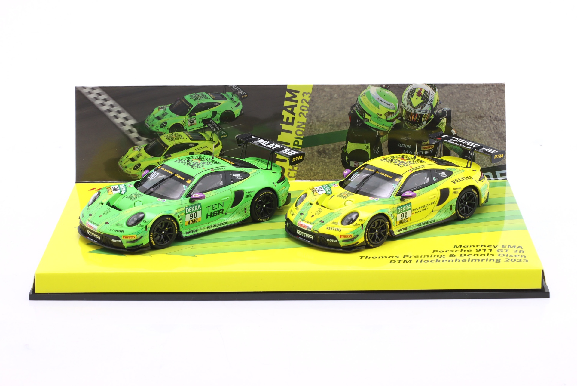 2-Car Set Porsche 911 GT3 R #90 & #91 Team Champion DTM 2023 Manthey  