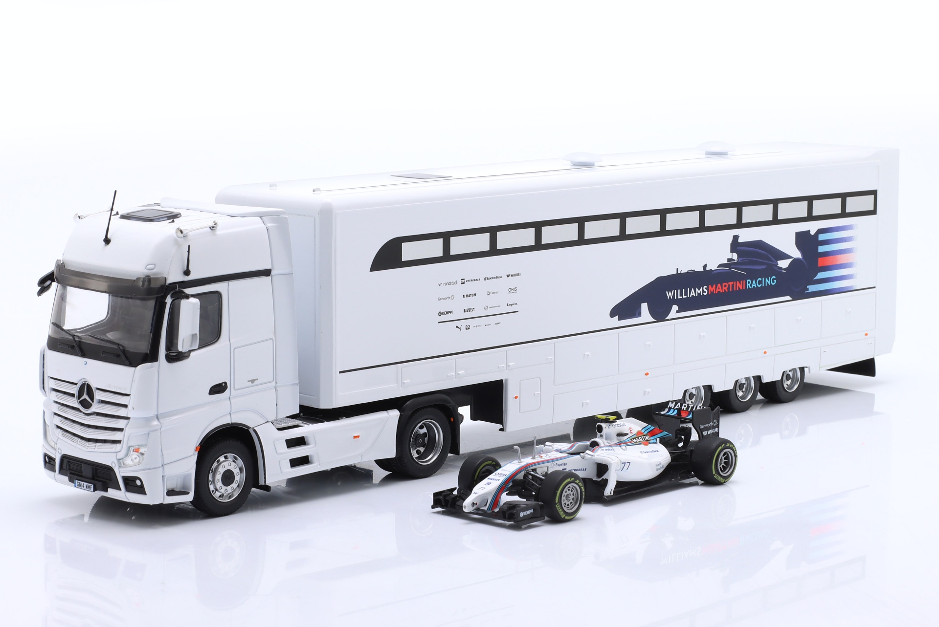 Mercedes-Benz Actros MP4 Williams Martini Racing Renntransporter Formel 1 2016 wei&szlig;  